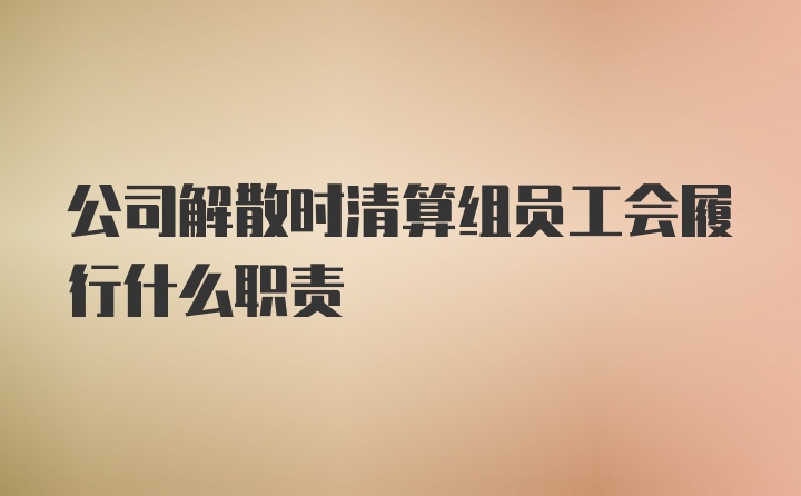 公司解散时清算组员工会履行什么职责