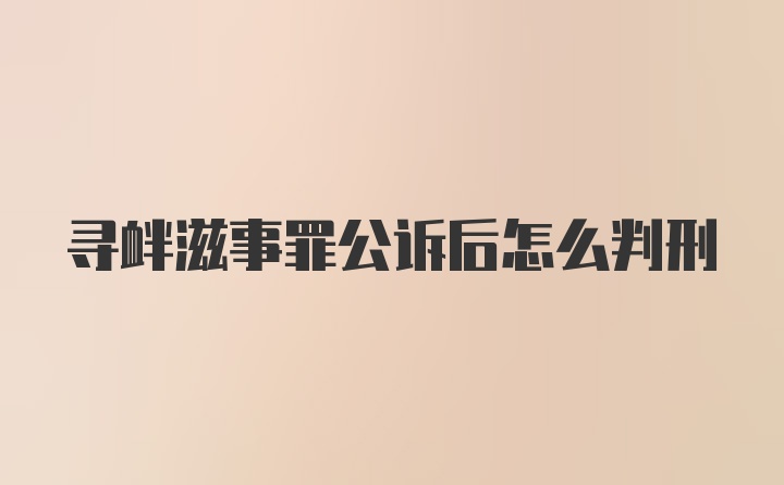 寻衅滋事罪公诉后怎么判刑