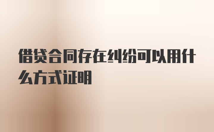 借贷合同存在纠纷可以用什么方式证明