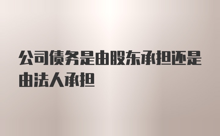 公司债务是由股东承担还是由法人承担