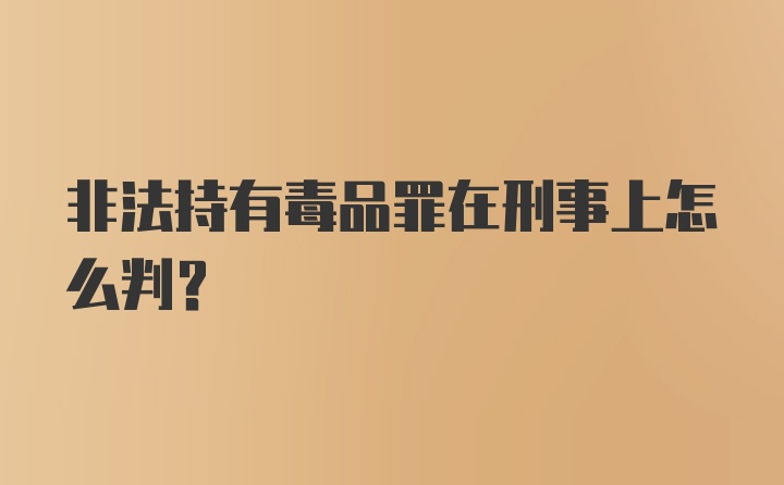 非法持有毒品罪在刑事上怎么判？