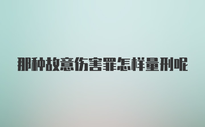 那种故意伤害罪怎样量刑呢