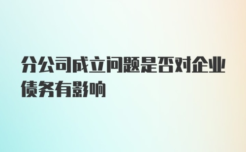 分公司成立问题是否对企业债务有影响