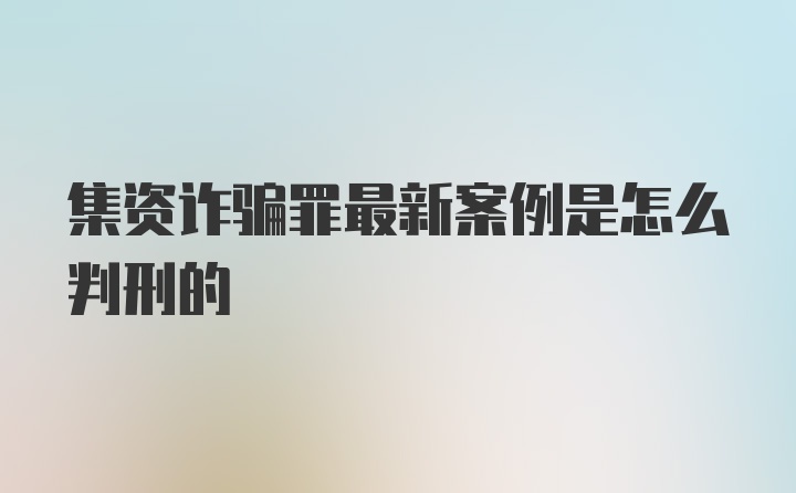 集资诈骗罪最新案例是怎么判刑的