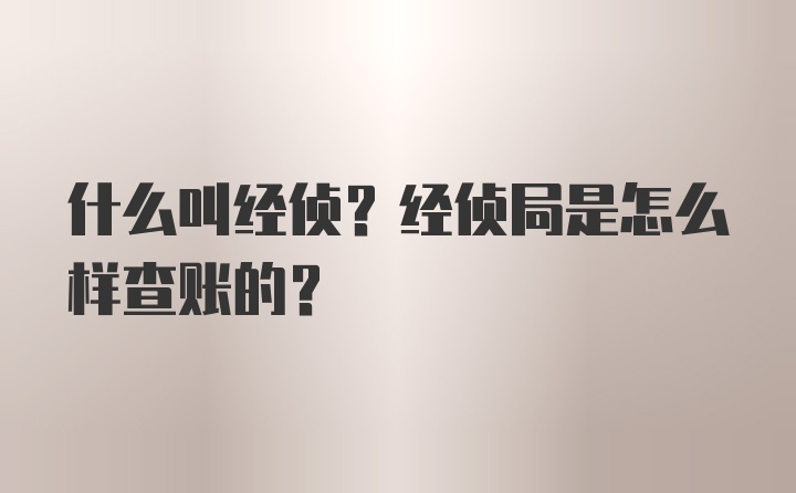 什么叫经侦？经侦局是怎么样查账的？