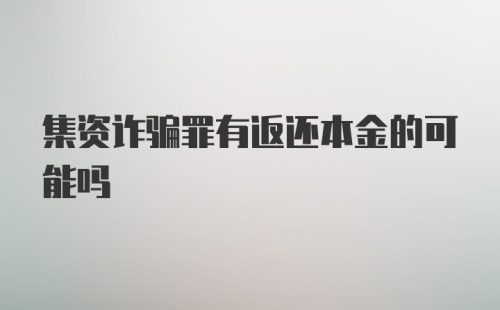 集资诈骗罪有返还本金的可能吗