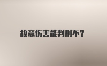 故意伤害能判刑不？