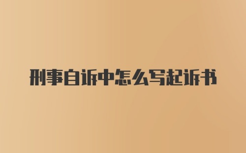 刑事自诉中怎么写起诉书