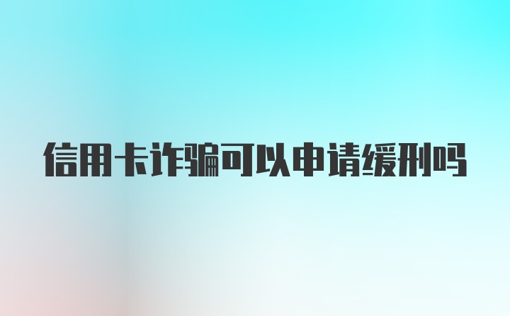 信用卡诈骗可以申请缓刑吗