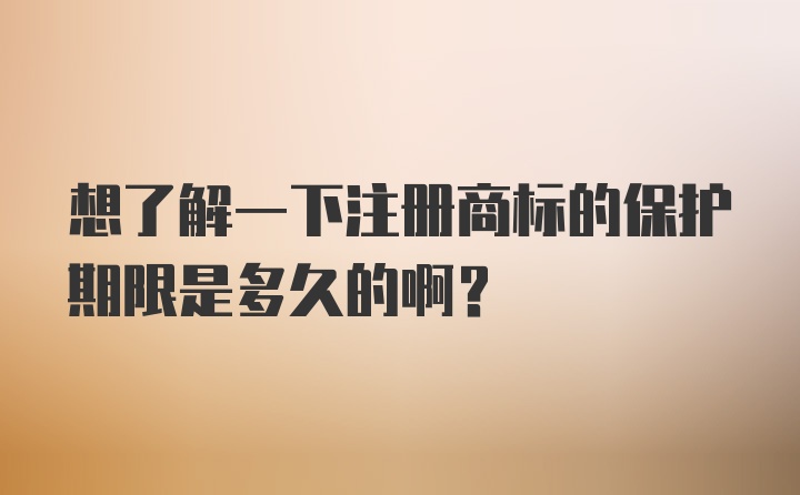 想了解一下注册商标的保护期限是多久的啊？