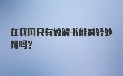 在我国只有谅解书能减轻处罚吗？