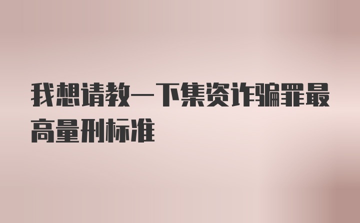 我想请教一下集资诈骗罪最高量刑标准