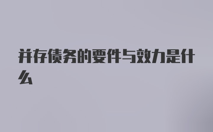 并存债务的要件与效力是什么