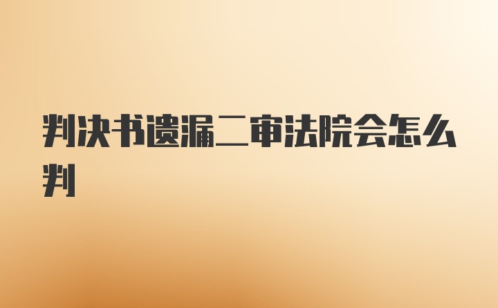 判决书遗漏二审法院会怎么判