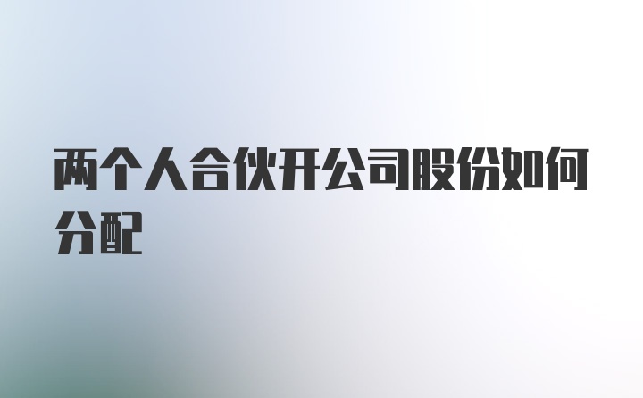 两个人合伙开公司股份如何分配