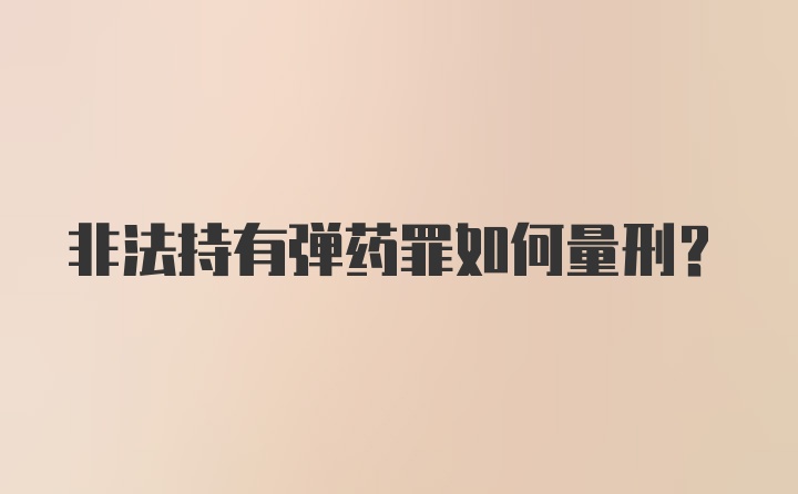 非法持有弹药罪如何量刑？