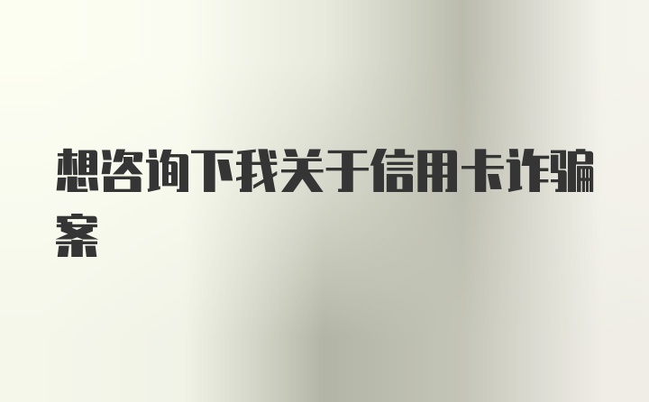 想咨询下我关于信用卡诈骗案