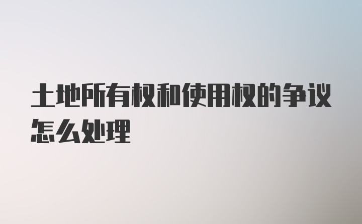 土地所有权和使用权的争议怎么处理