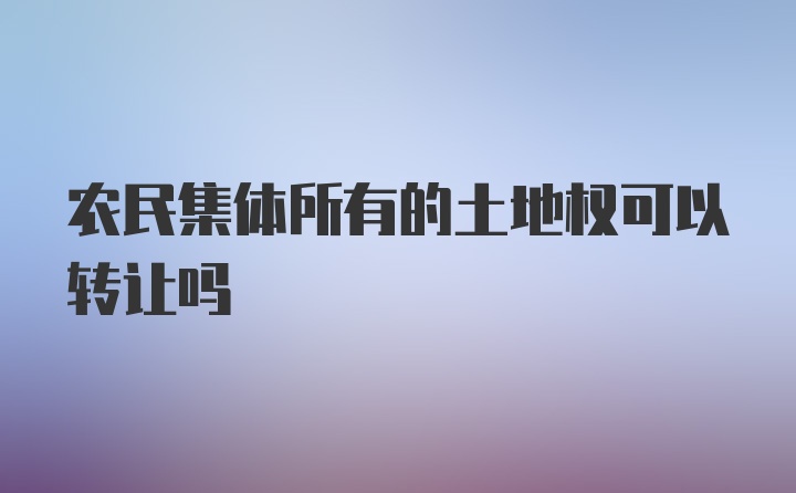 农民集体所有的土地权可以转让吗