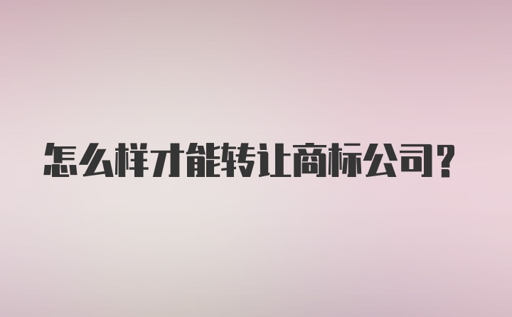 怎么样才能转让商标公司？