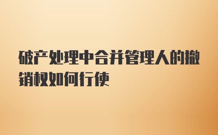 破产处理中合并管理人的撤销权如何行使