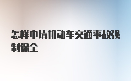 怎样申请机动车交通事故强制保全