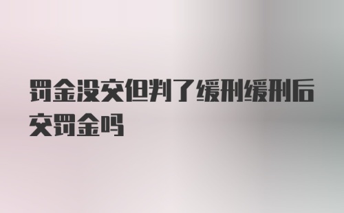 罚金没交但判了缓刑缓刑后交罚金吗