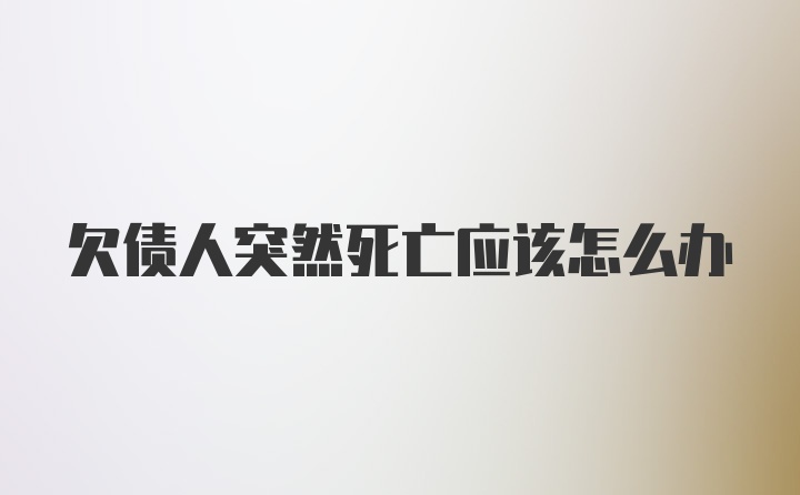 欠债人突然死亡应该怎么办