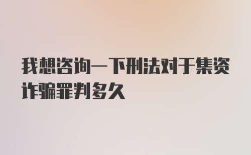 我想咨询一下刑法对于集资诈骗罪判多久