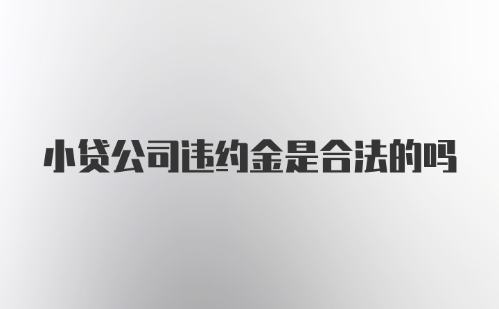 小贷公司违约金是合法的吗