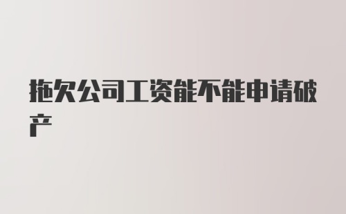 拖欠公司工资能不能申请破产