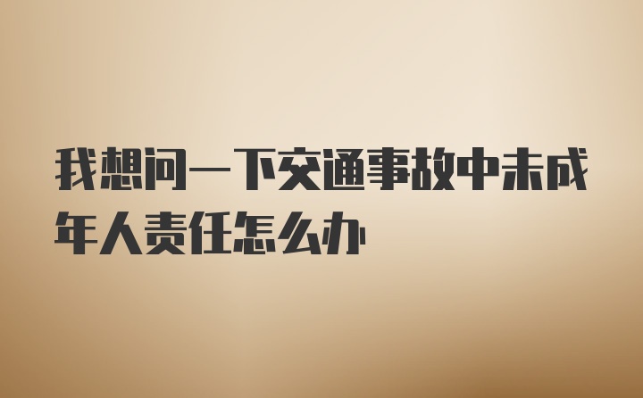 我想问一下交通事故中未成年人责任怎么办