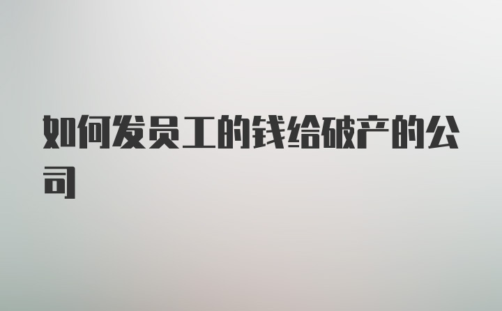 如何发员工的钱给破产的公司