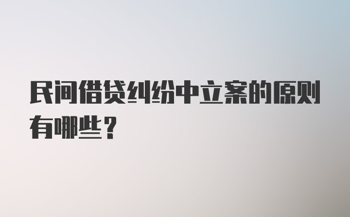 民间借贷纠纷中立案的原则有哪些?