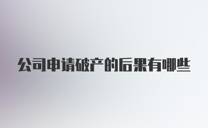 公司申请破产的后果有哪些