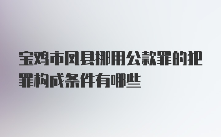 宝鸡市凤县挪用公款罪的犯罪构成条件有哪些