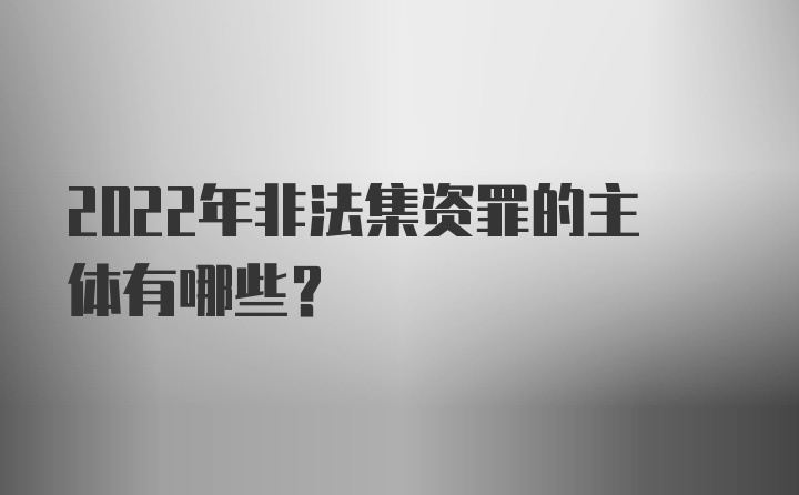 2022年非法集资罪的主体有哪些？