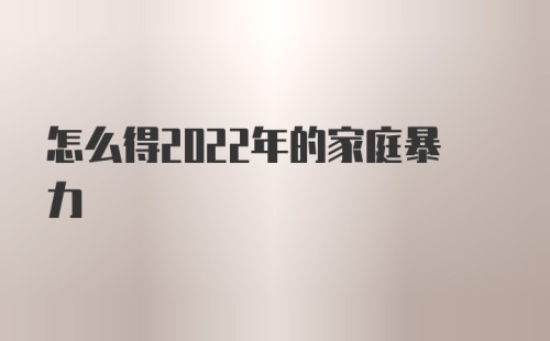 怎么得2022年的家庭暴力