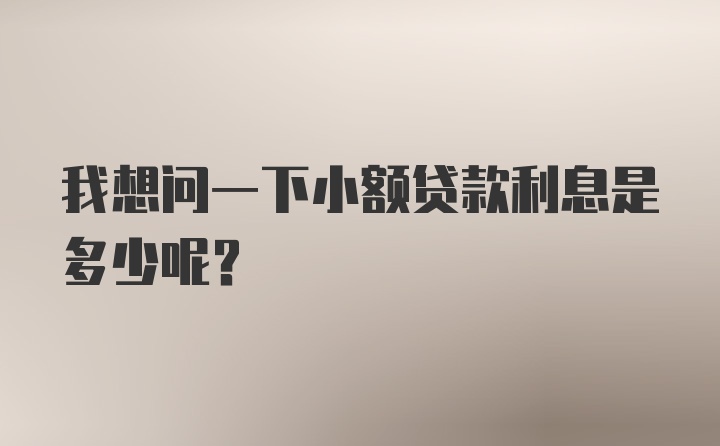 我想问一下小额贷款利息是多少呢？