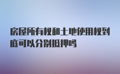 房屋所有权和土地使用权到底可以分别抵押吗