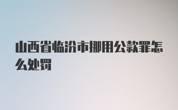 山西省临汾市挪用公款罪怎么处罚