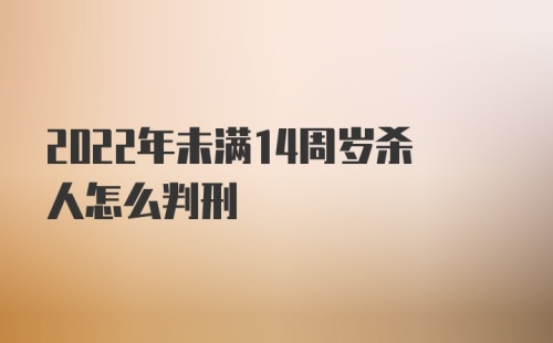 2022年未满14周岁杀人怎么判刑