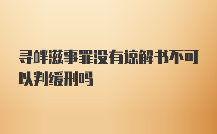 寻衅滋事罪没有谅解书不可以判缓刑吗