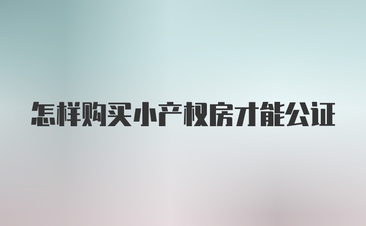 怎样购买小产权房才能公证