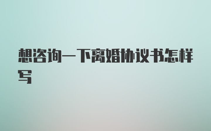 想咨询一下离婚协议书怎样写