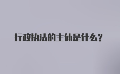 行政执法的主体是什么?