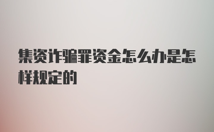 集资诈骗罪资金怎么办是怎样规定的