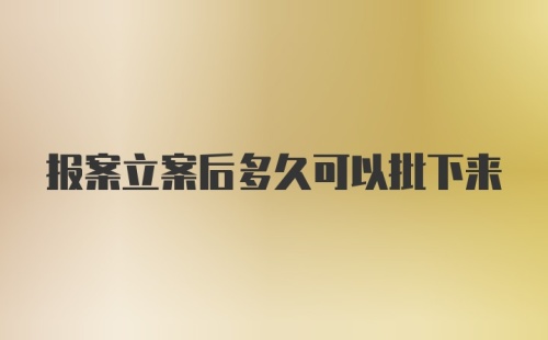 报案立案后多久可以批下来