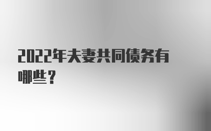 2022年夫妻共同债务有哪些？