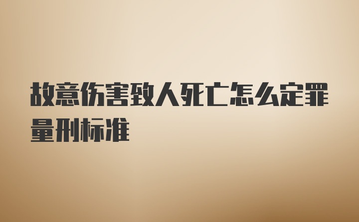 故意伤害致人死亡怎么定罪量刑标准